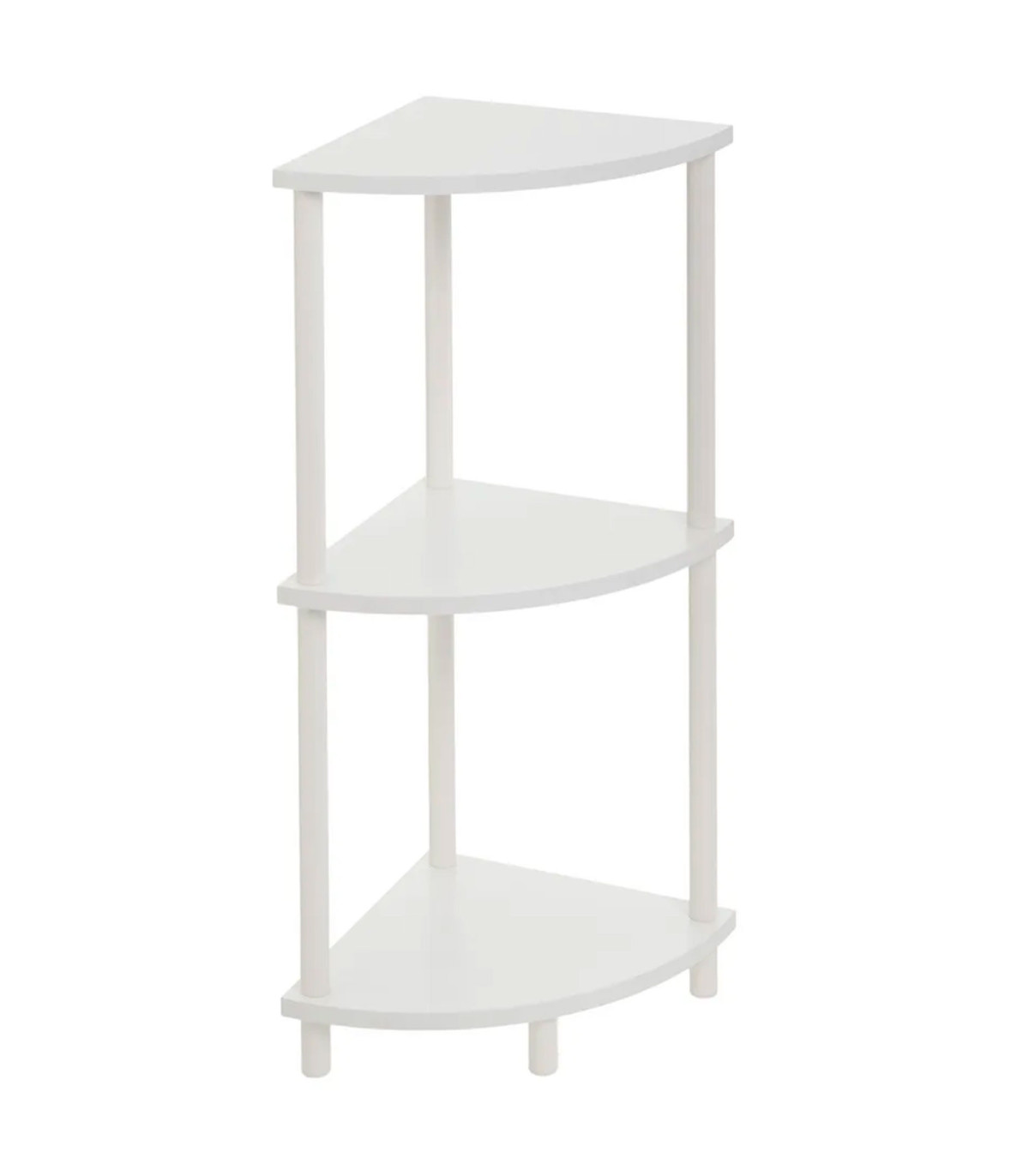 wadiga Étagère d'angle 3 plateaux en bois et métal blanc 30x30x76cm