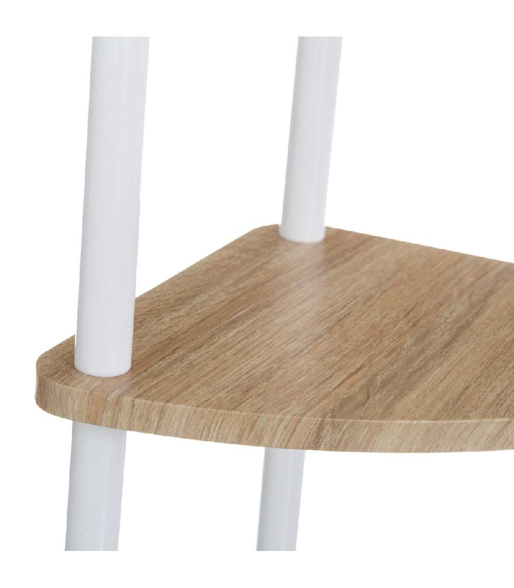 Wadiga Étagère D'angle 4 Plateaux En Bois Et Métal Blanc - 30x30x110cm