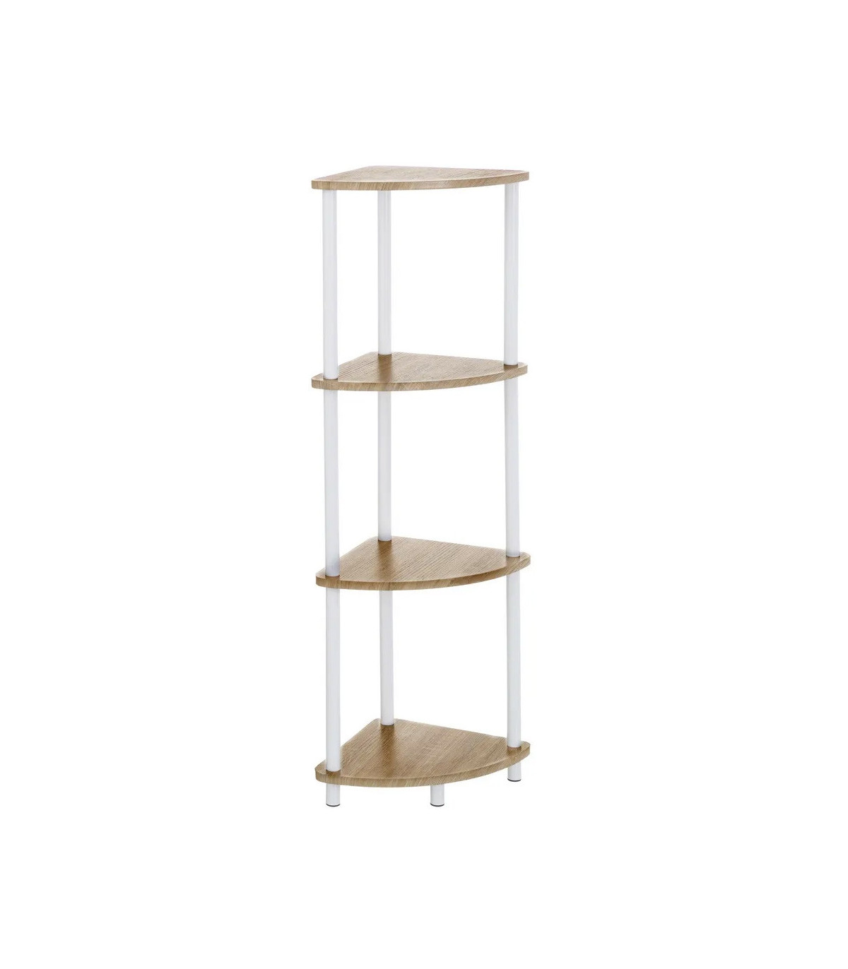 wadiga Étagère d'angle 4 plateaux en bois et métal blanc - 30x30x110cm