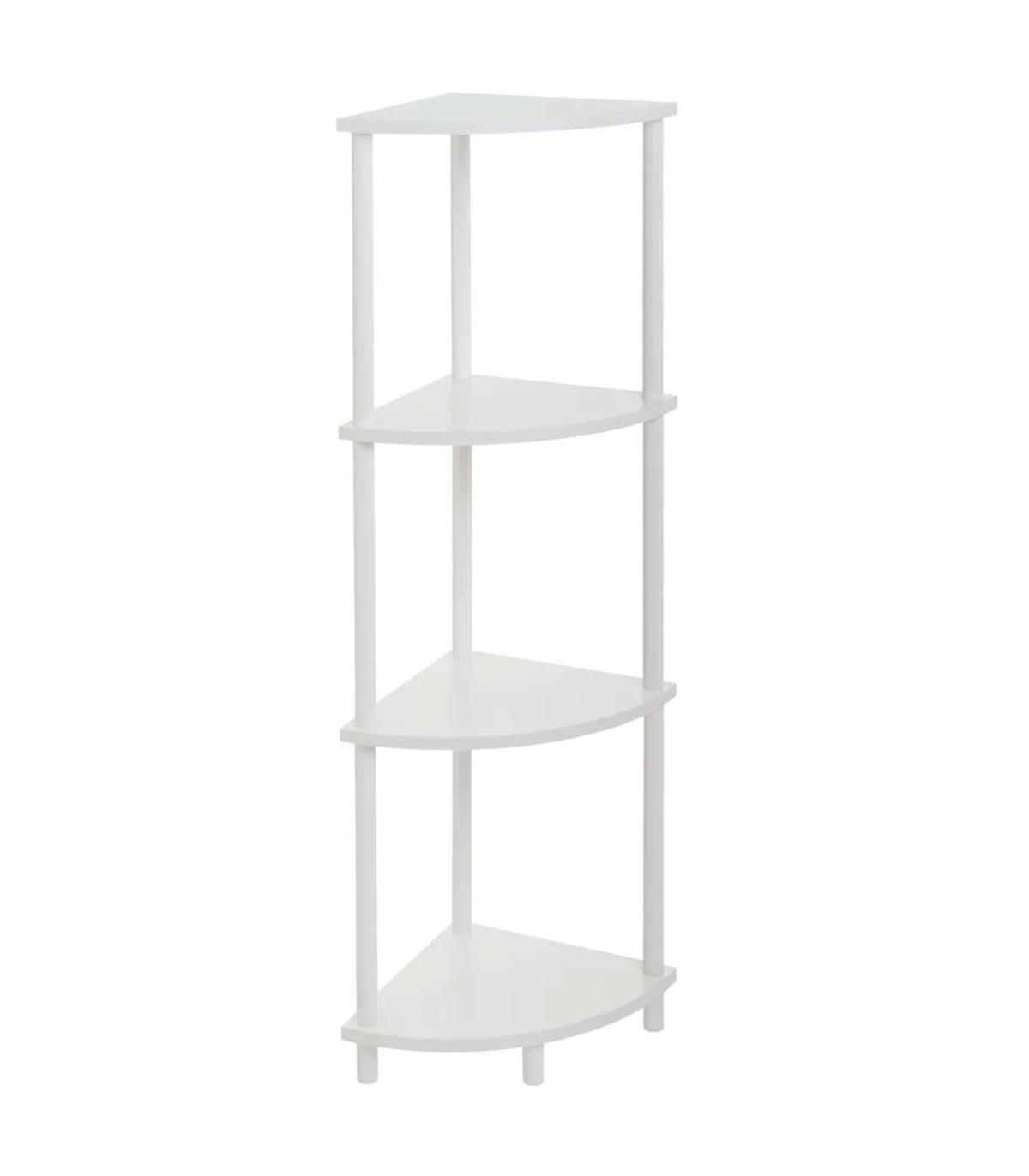 wadiga Étagère d'angle 4 plateaux en bois et métal blanc 30x30x110cm