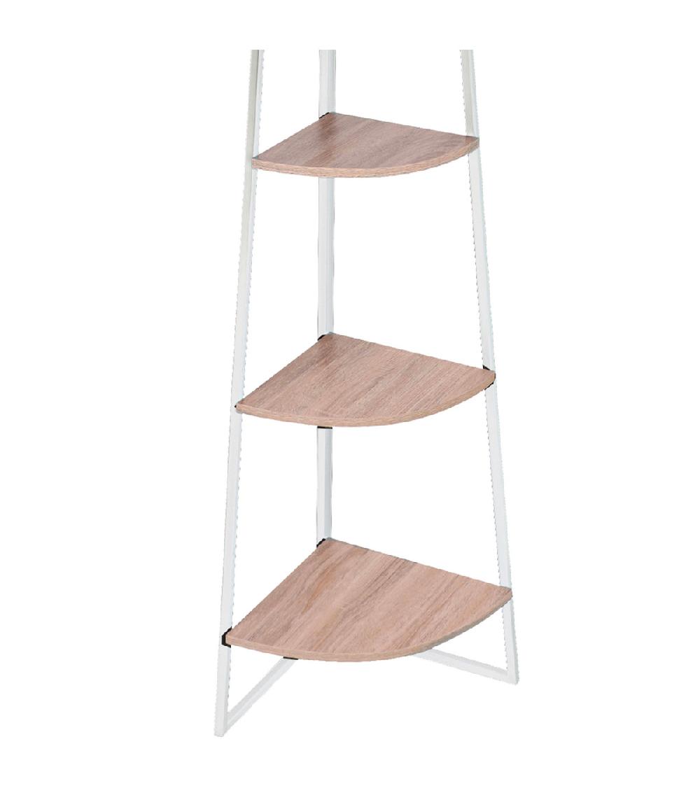 Wadiga Étagère D'angle En Bois Et Métal Blanc 5 étages 36x36x180cm