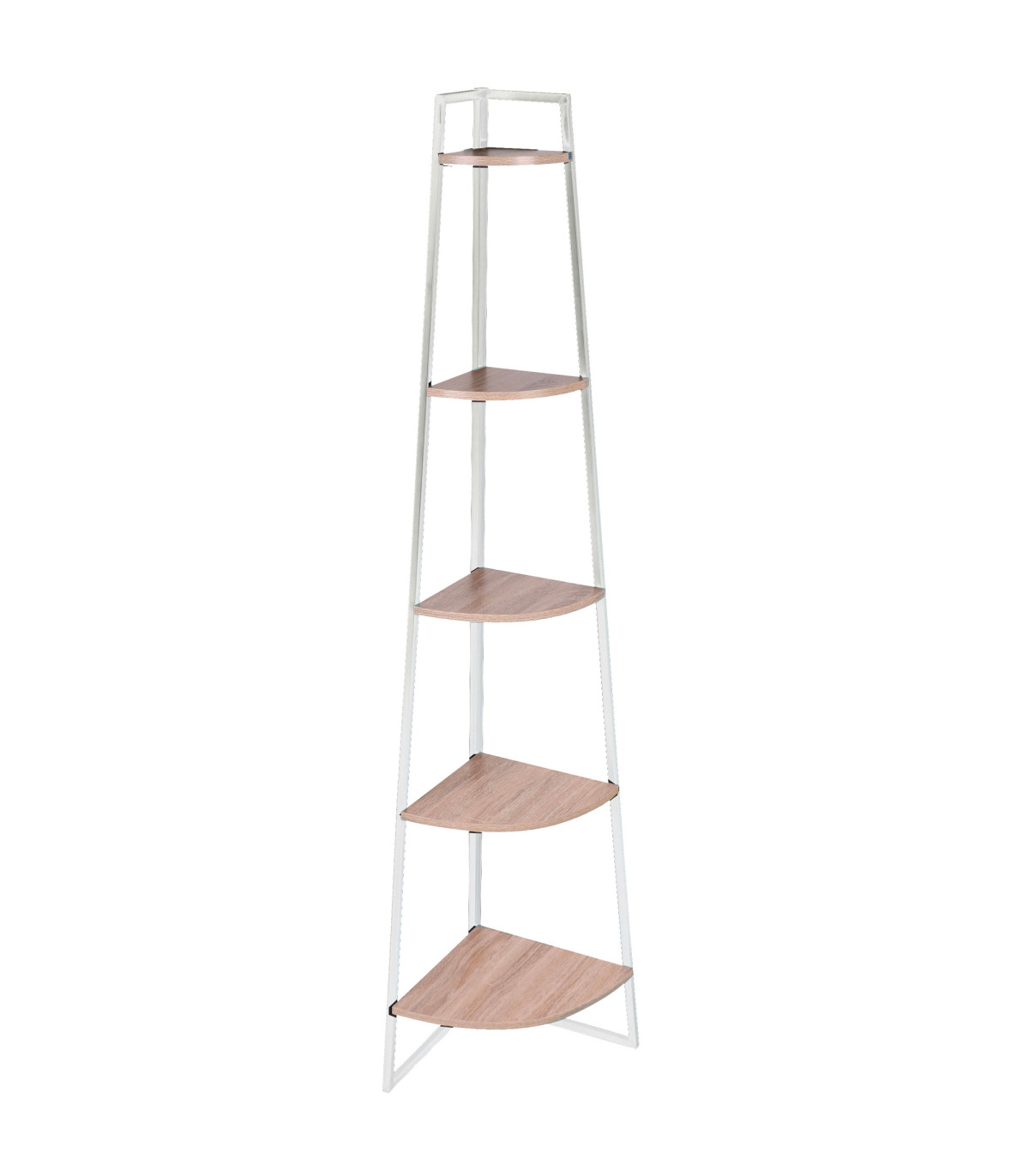 wadiga Étagère d'angle en bois et métal blanc 5 étages 36x36x180cm