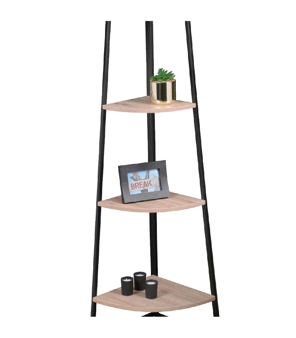 Wadiga Étagère D'Angle En Bois MDF Et Métal Noir 5 Étages