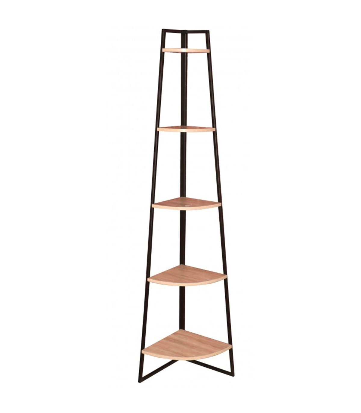 wadiga Étagère d'Angle en Bois MDF et Métal Noir 5 Étages