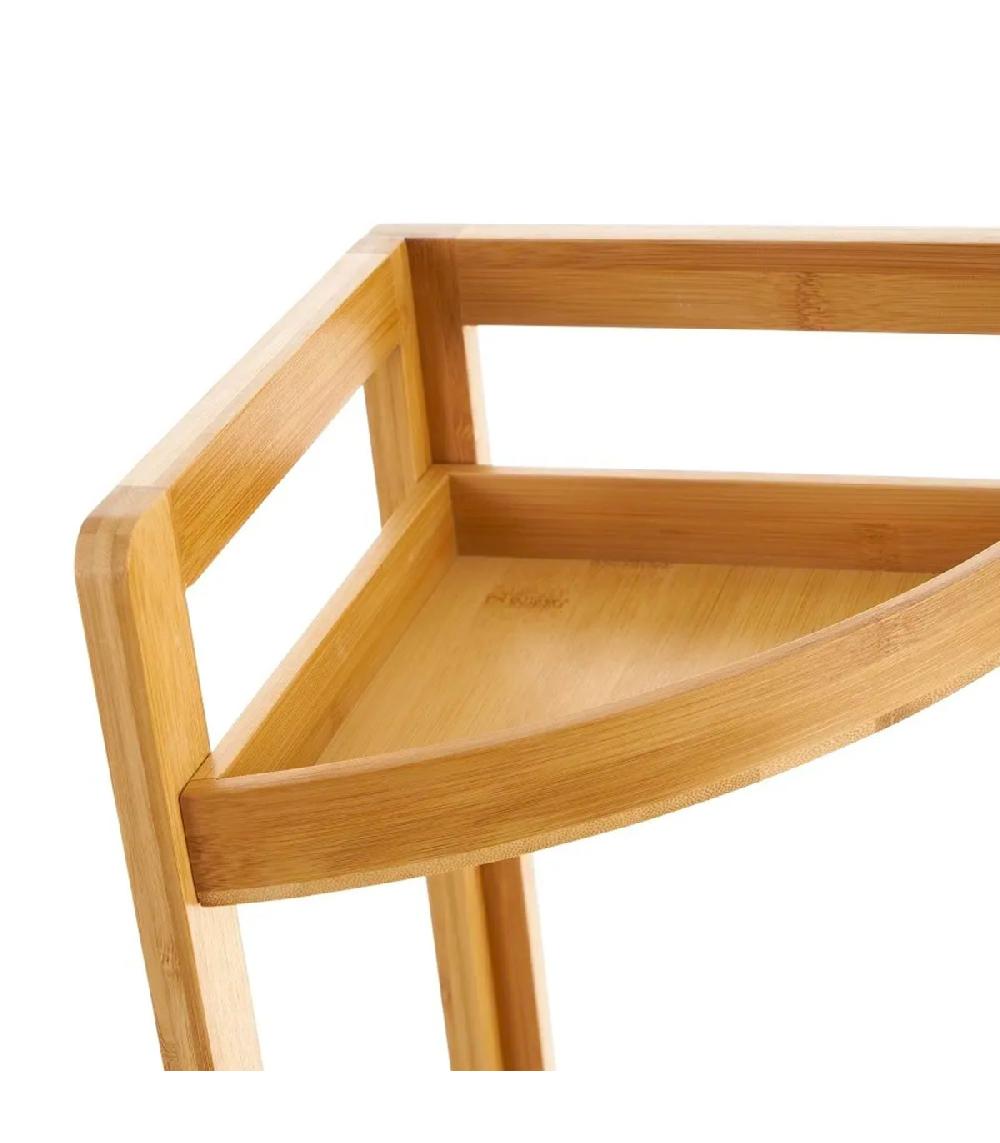 Wadiga Étagère D'angle Pour WC Ou Salle De Bain En Bambou 23x23x77cm
