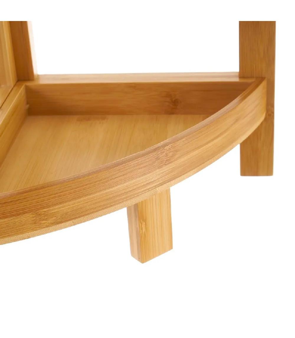 Wadiga Étagère D'angle Pour WC Ou Salle De Bain En Bambou 23x23x77cm