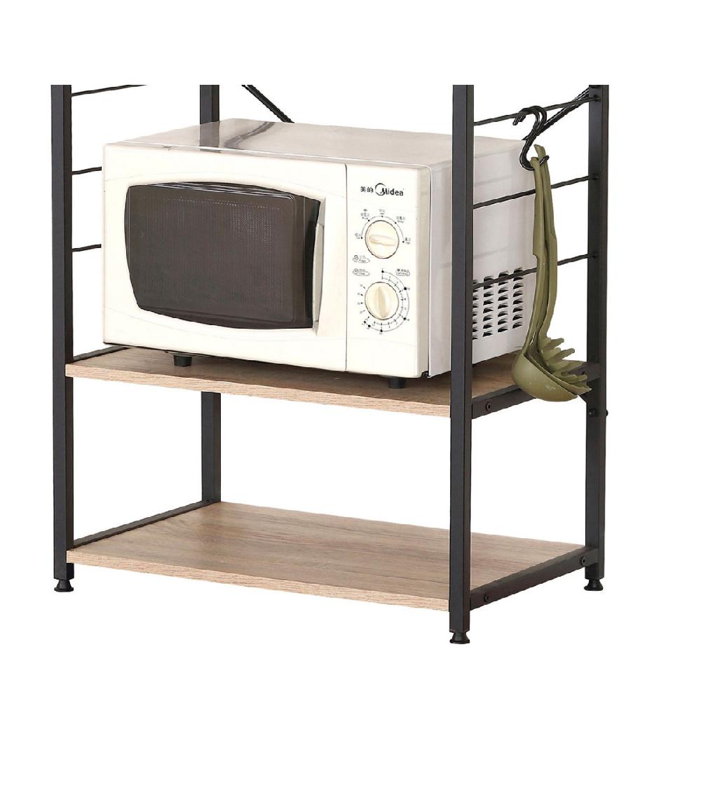 Wadiga Étagère De Cuisine En Bois Et Métal Noir - 60x40x123cm