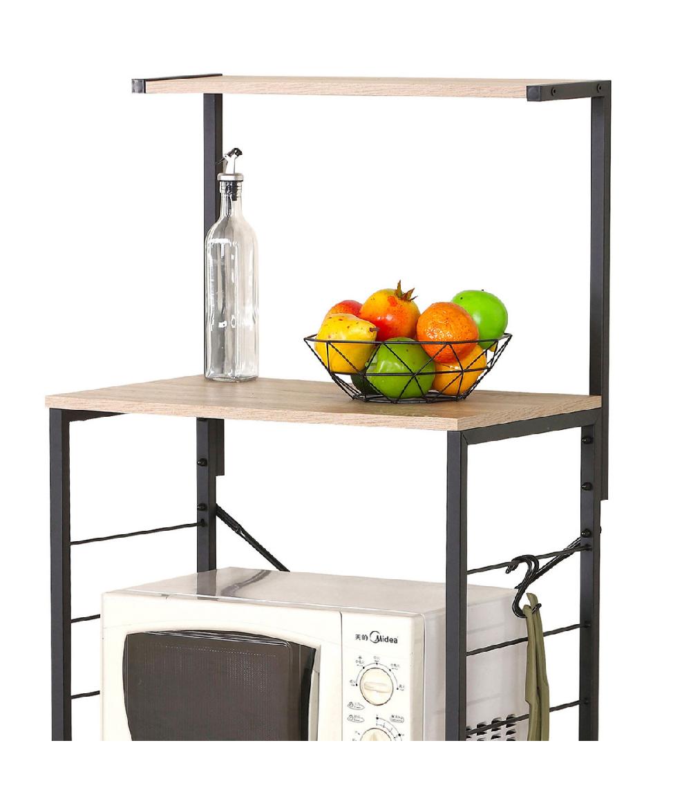 Wadiga Étagère De Cuisine En Bois Et Métal Noir - 60x40x123cm