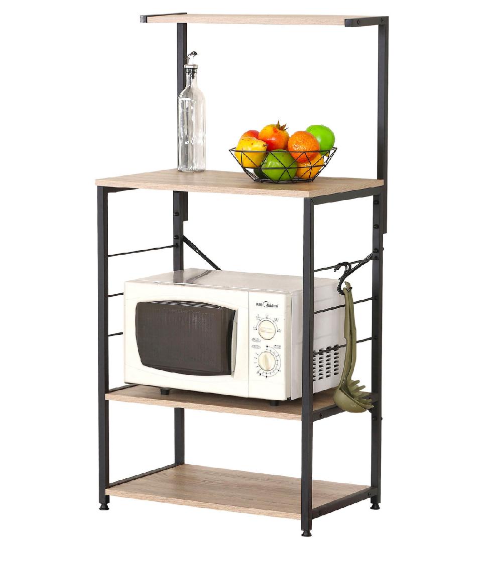 wadiga Étagère de cuisine en bois et métal noir - 60x40x123cm