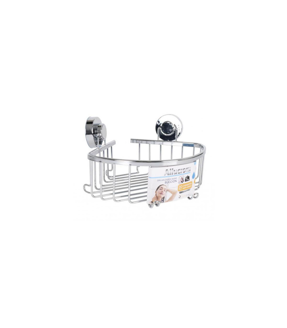 wadiga Étagère de Douche d'Angle en Aluminium Chromé à Ventouses