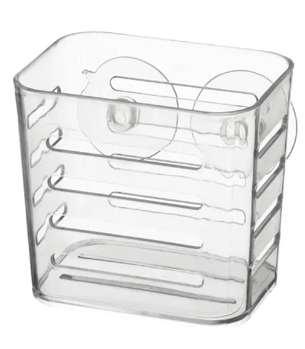 wadiga Étagère de douche en plastique transparent à ventouses 10.9x9x10.2cm