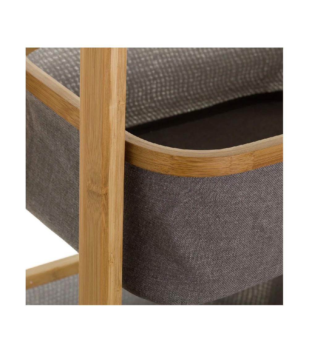 Wadiga Étagère De Rangement Pour Salle De Bain Bambou Et Paniers Gris