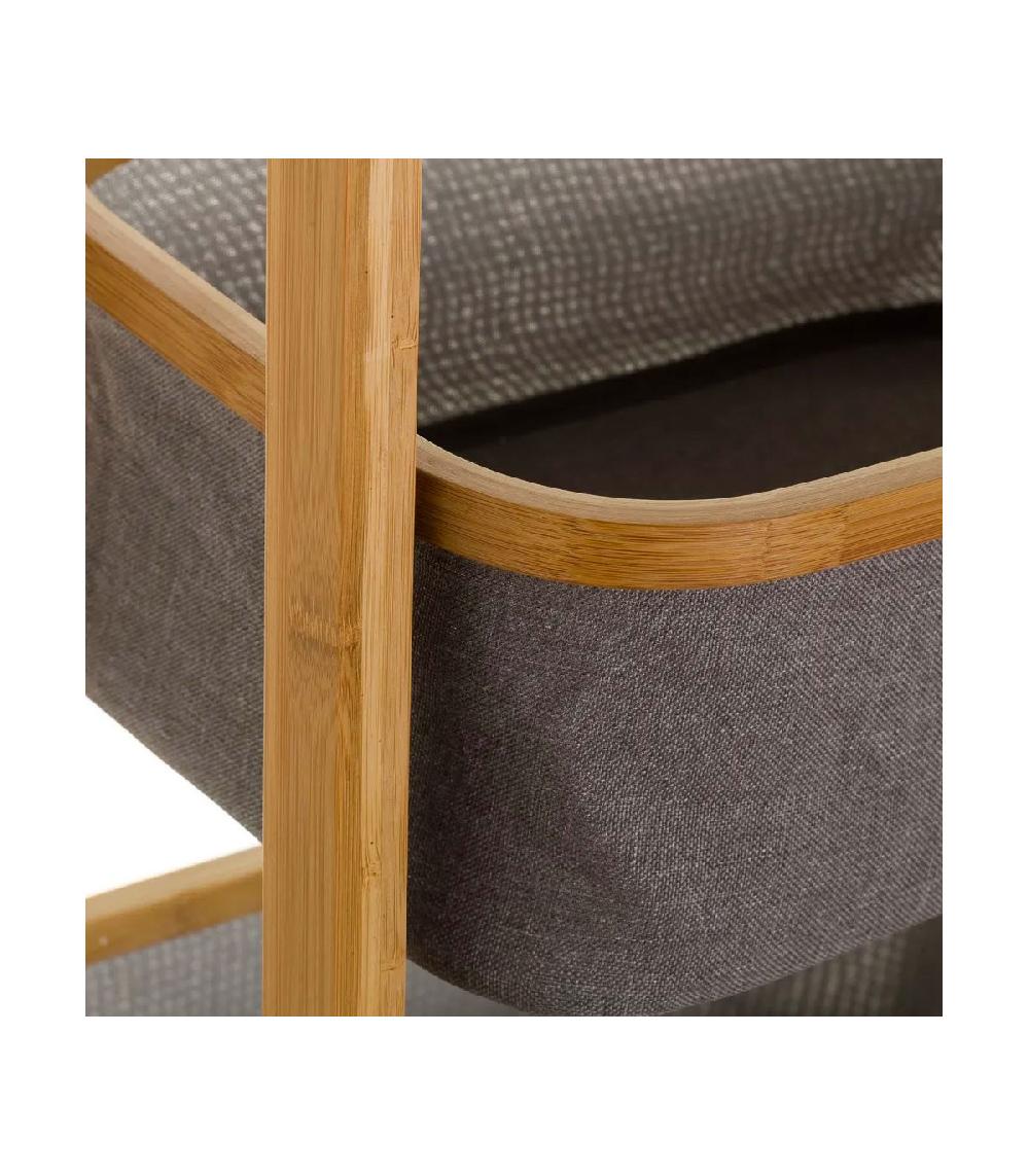 Wadiga Étagère De Salle De Bain Bambou Et Paniers Gris - 45x33.5x108.5cm