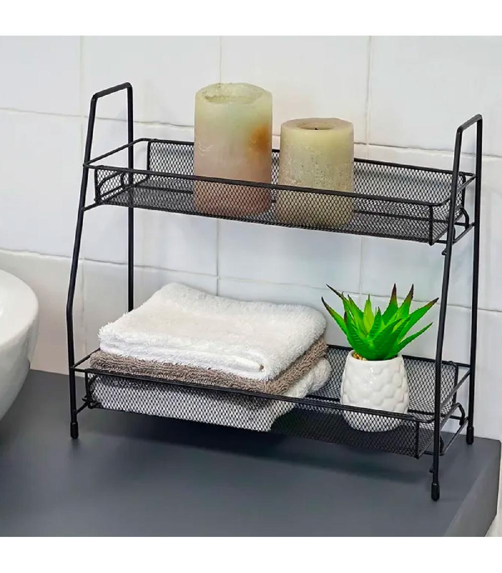 Wadiga Étagère De Table 2 Paniers En Métal Noir 31x17x33cm
