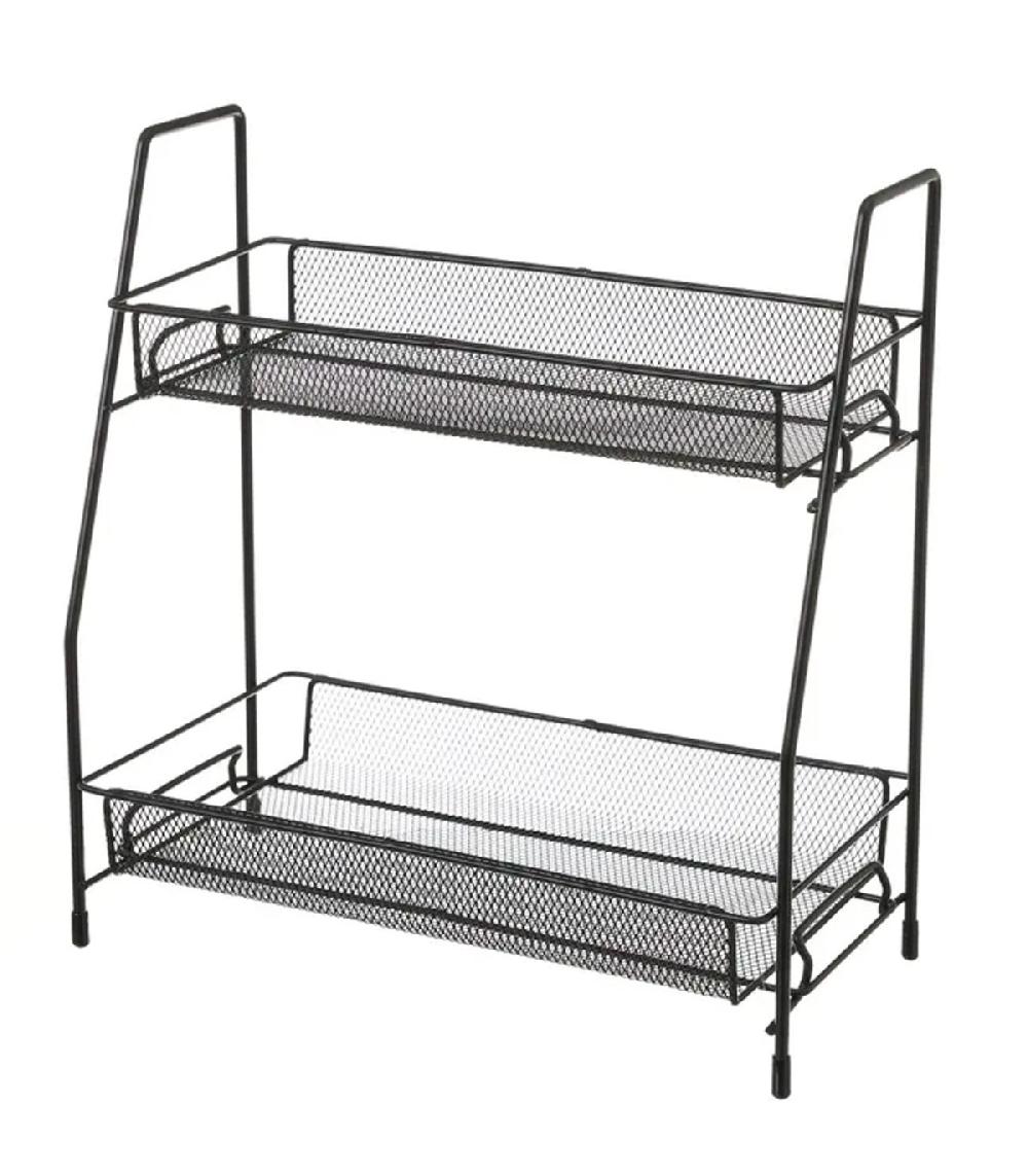 wadiga Étagère de table 2 paniers en métal noir 31x17x33cm