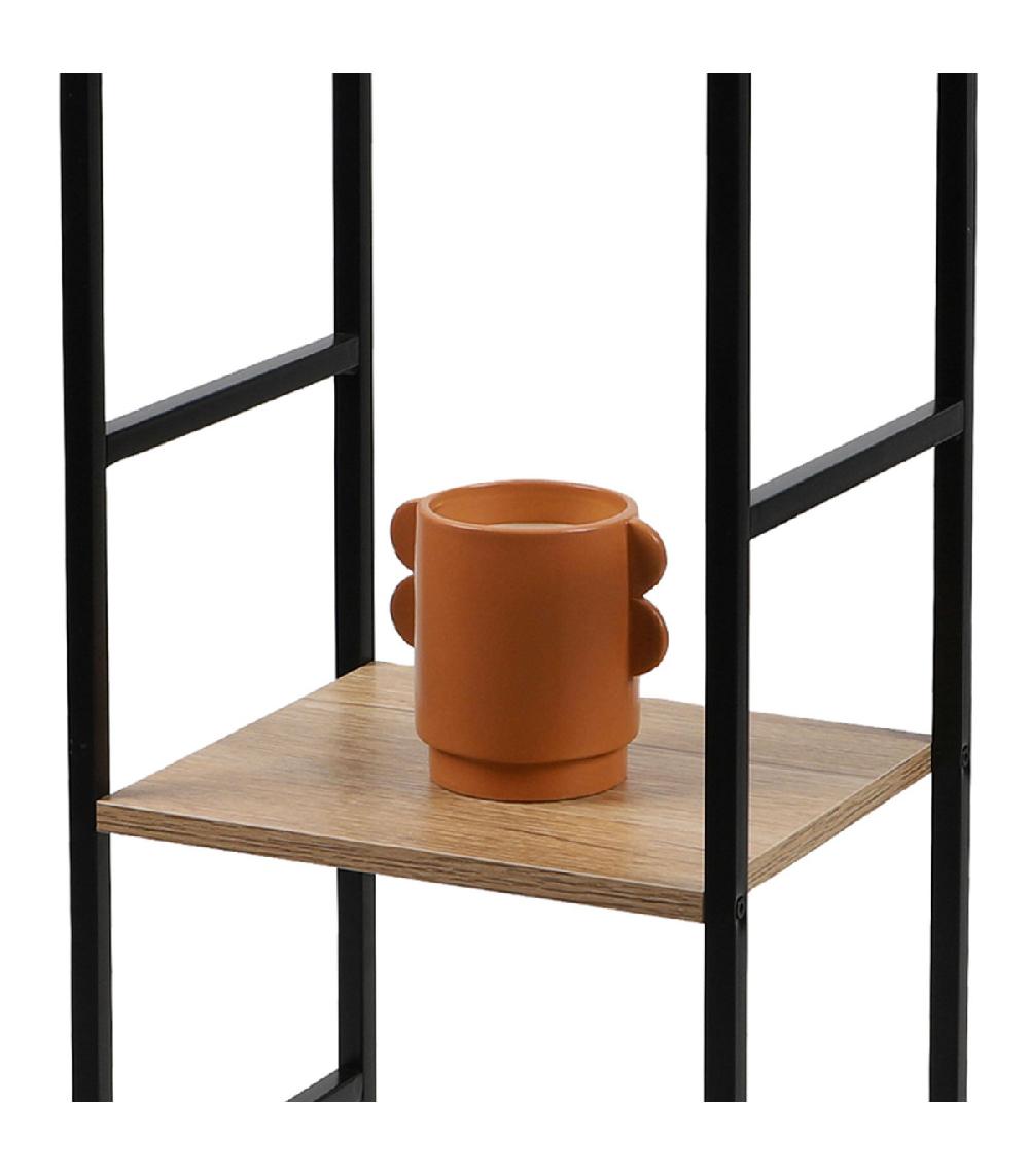 Wadiga Étagère échelle Métal Noir Et Bois 3 étages 29x23.5x80cm