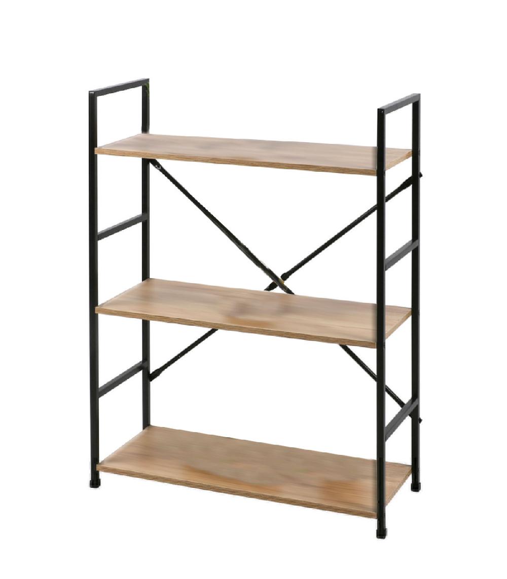 wadiga Étagère échelle métal noir et bois 3 étages 58.5x23.5x80cm