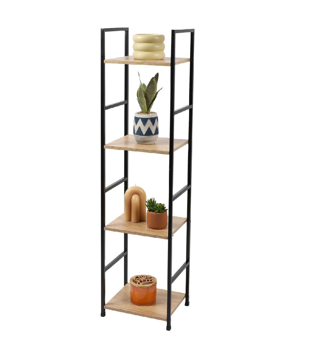 Wadiga Étagère échelle Métal Noir Et Bois 4 étages 29x23.5x112cm