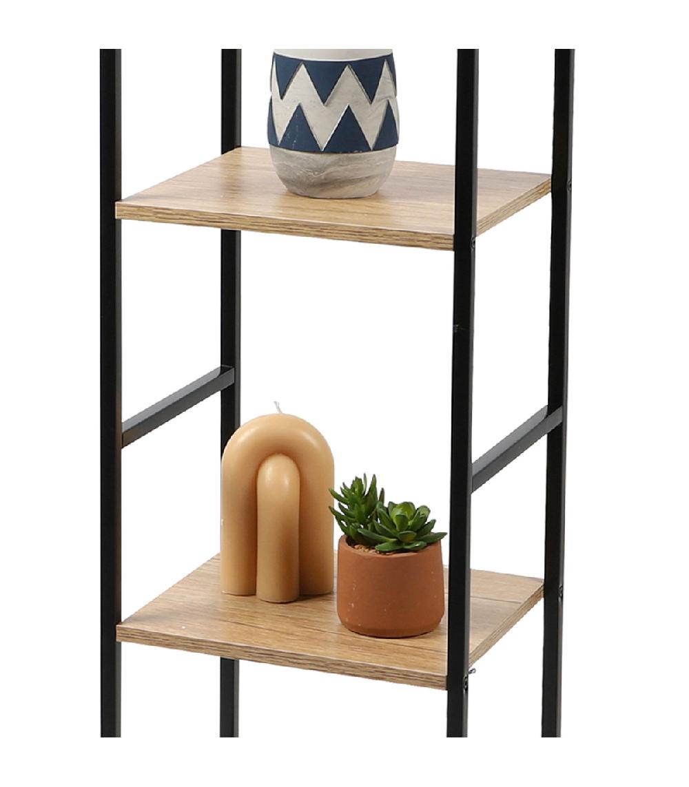Wadiga Étagère échelle Métal Noir Et Bois 4 étages 29x23.5x112cm