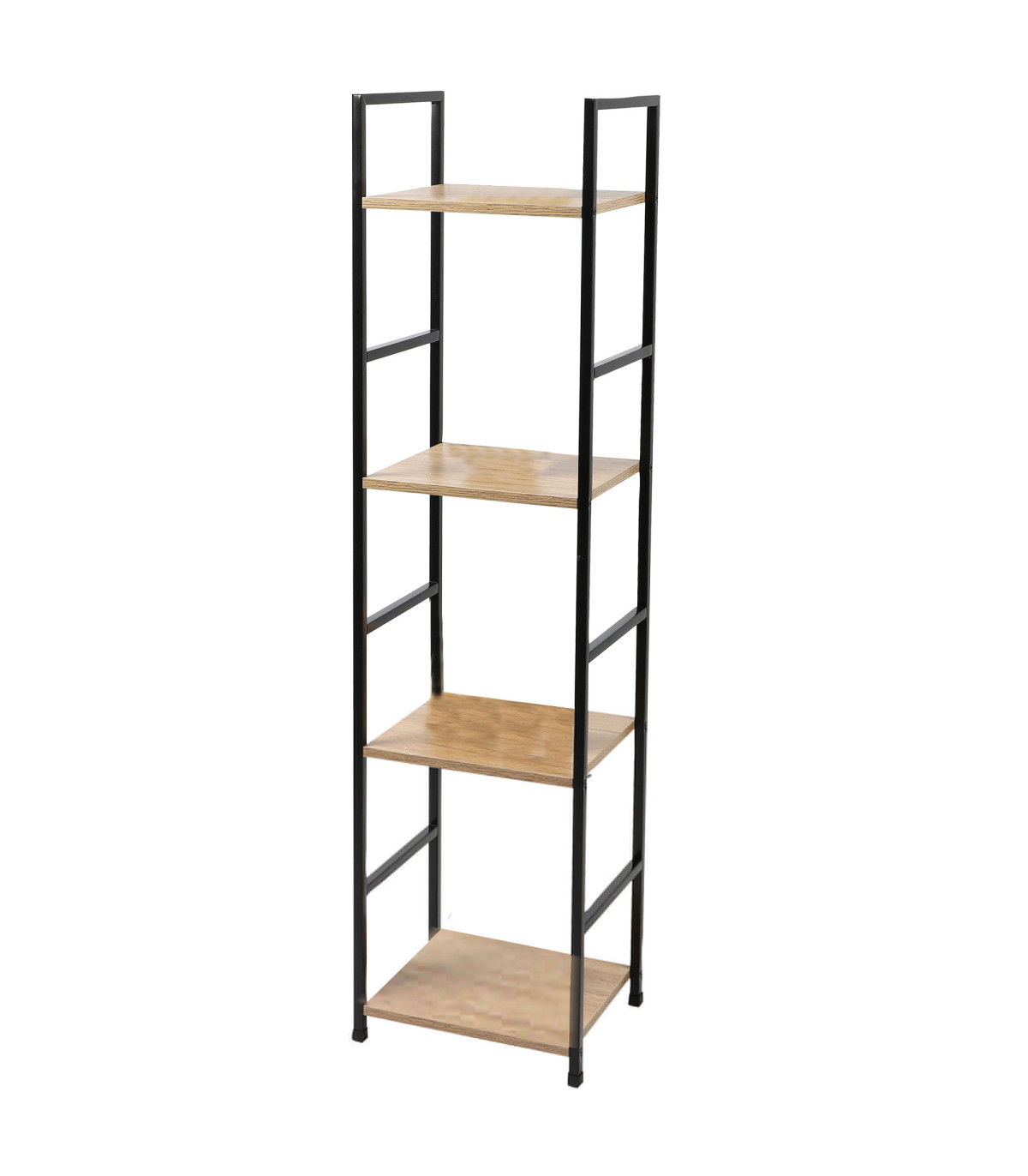 wadiga Étagère échelle métal noir et bois 4 étages 29x23.5x112cm
