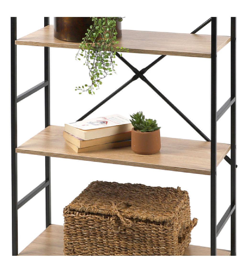 Wadiga Étagère échelle Métal Noir Et Bois 4 étages 58.5x23.5x112cm