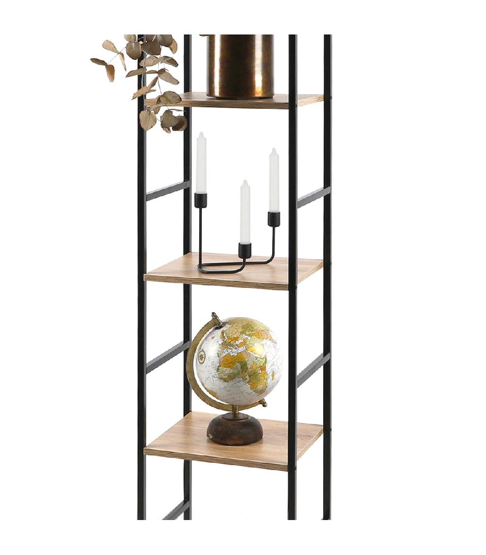 Wadiga Étagère échelle Métal Noir Et Bois 5 étages 29x23.5x144cm