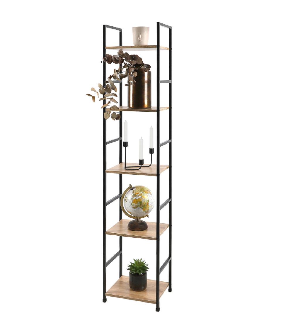 Wadiga Étagère échelle Métal Noir Et Bois 5 étages 29x23.5x144cm