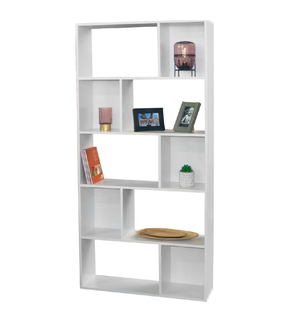 Wadiga Étagère En Bois Blanc 10 Casiers 83x23x173cm