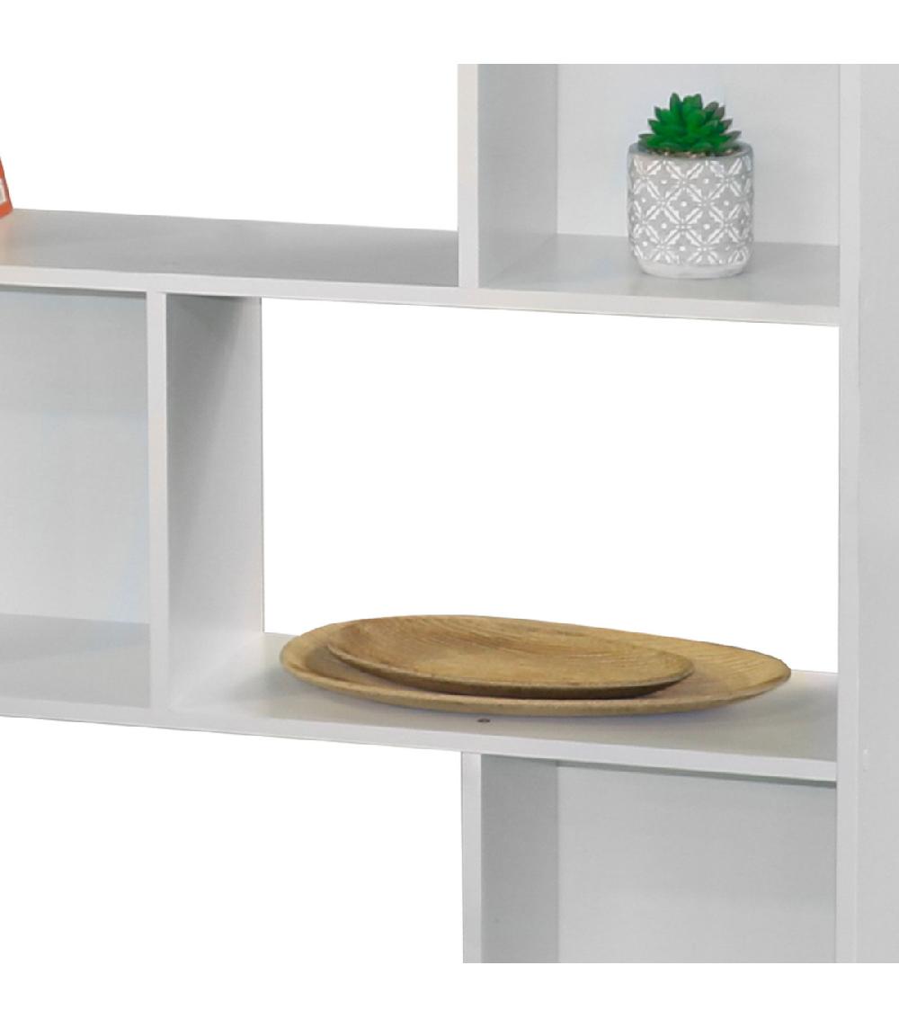 Wadiga Étagère En Bois Blanc 10 Casiers 83x23x173cm