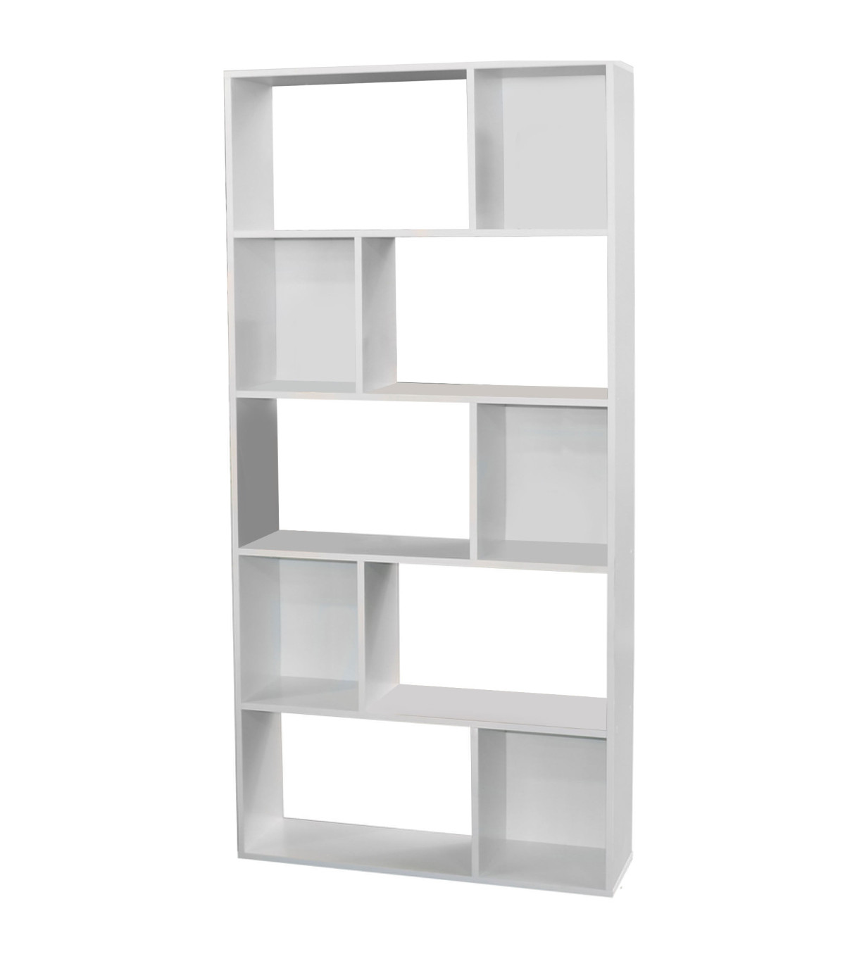 wadiga Étagère en bois blanc 10 casiers 83x23x173cm