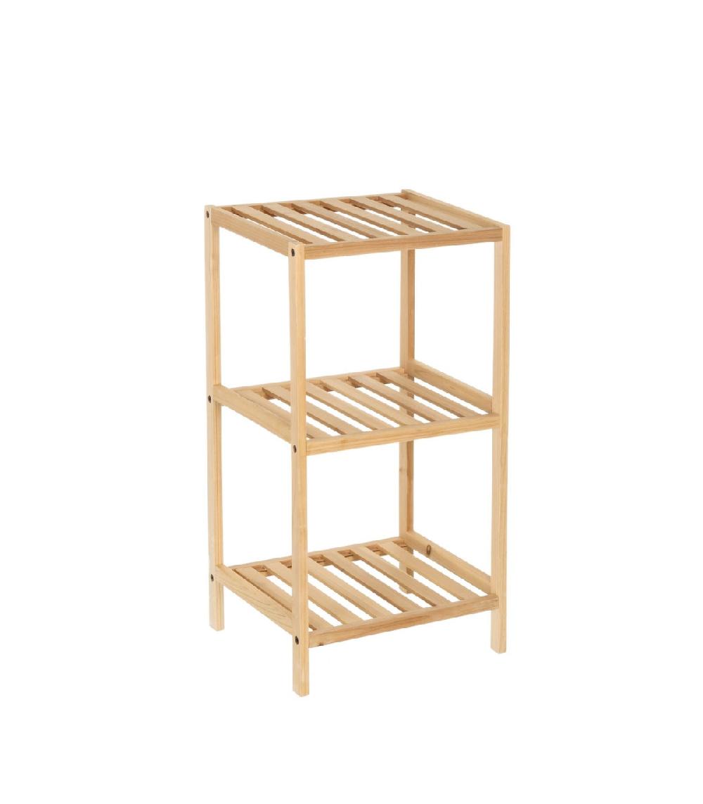 wadiga Étagère en bois de sapin nature 3 plateaux 35x30x70cm