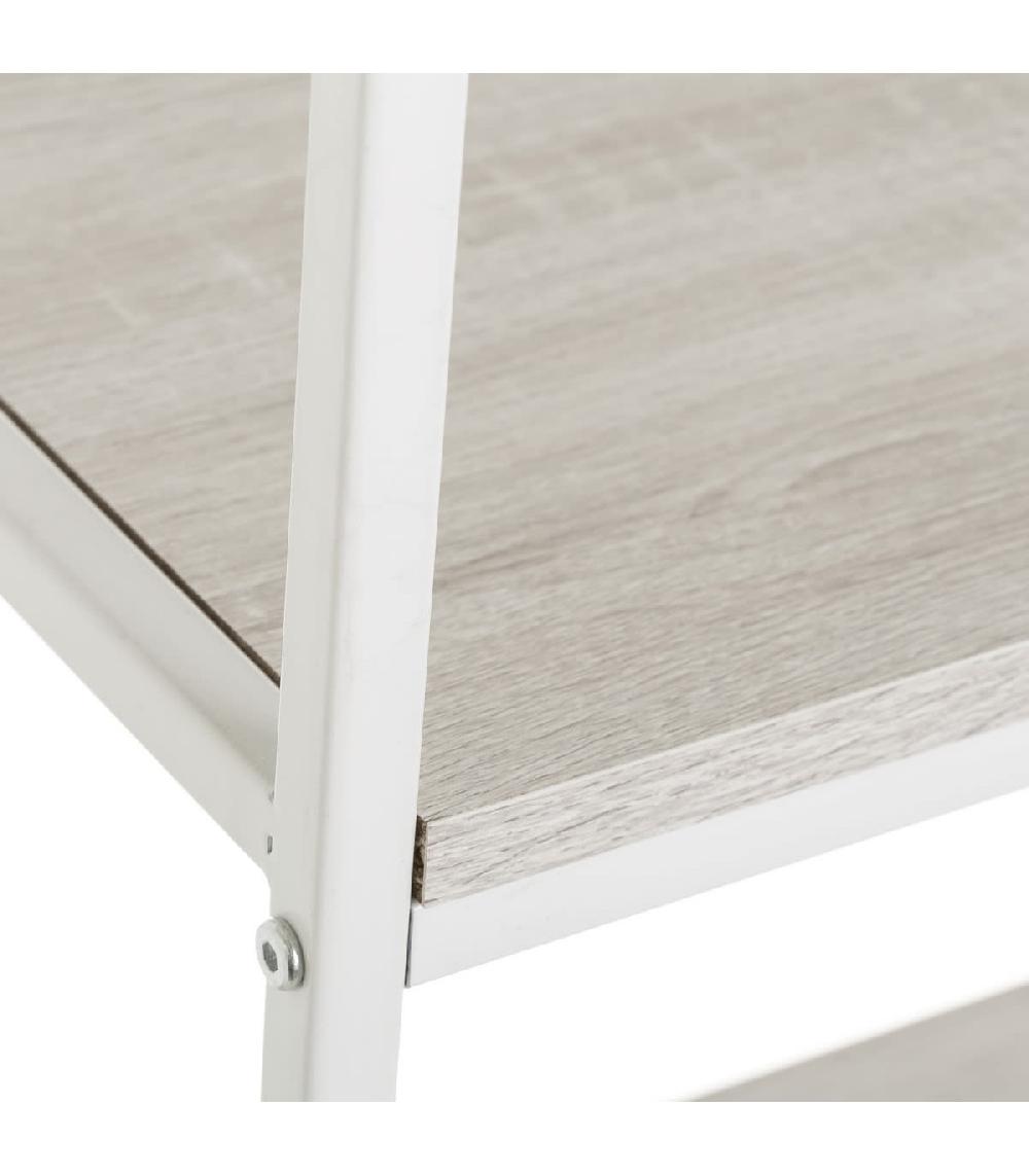 Wadiga Étagère En Bois Et Métal Blanc 4 Plateaux - 60x30x116cm