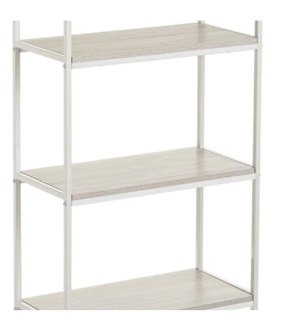 Wadiga Étagère En Bois Et Métal Blanc 4 Plateaux - 60x30x116cm
