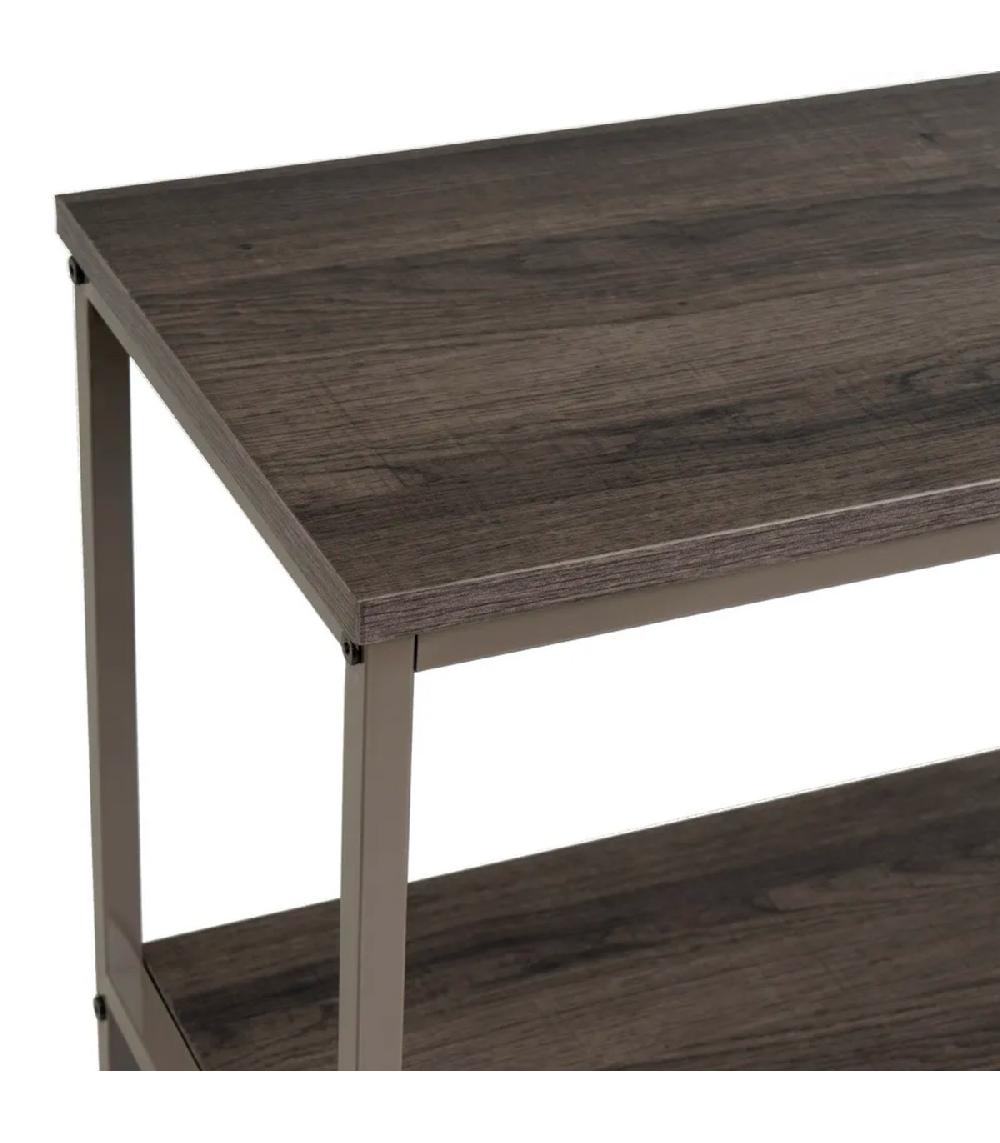 Wadiga Étagère En Bois Et Métal Gris 3 Plateaux 60x30x76cm