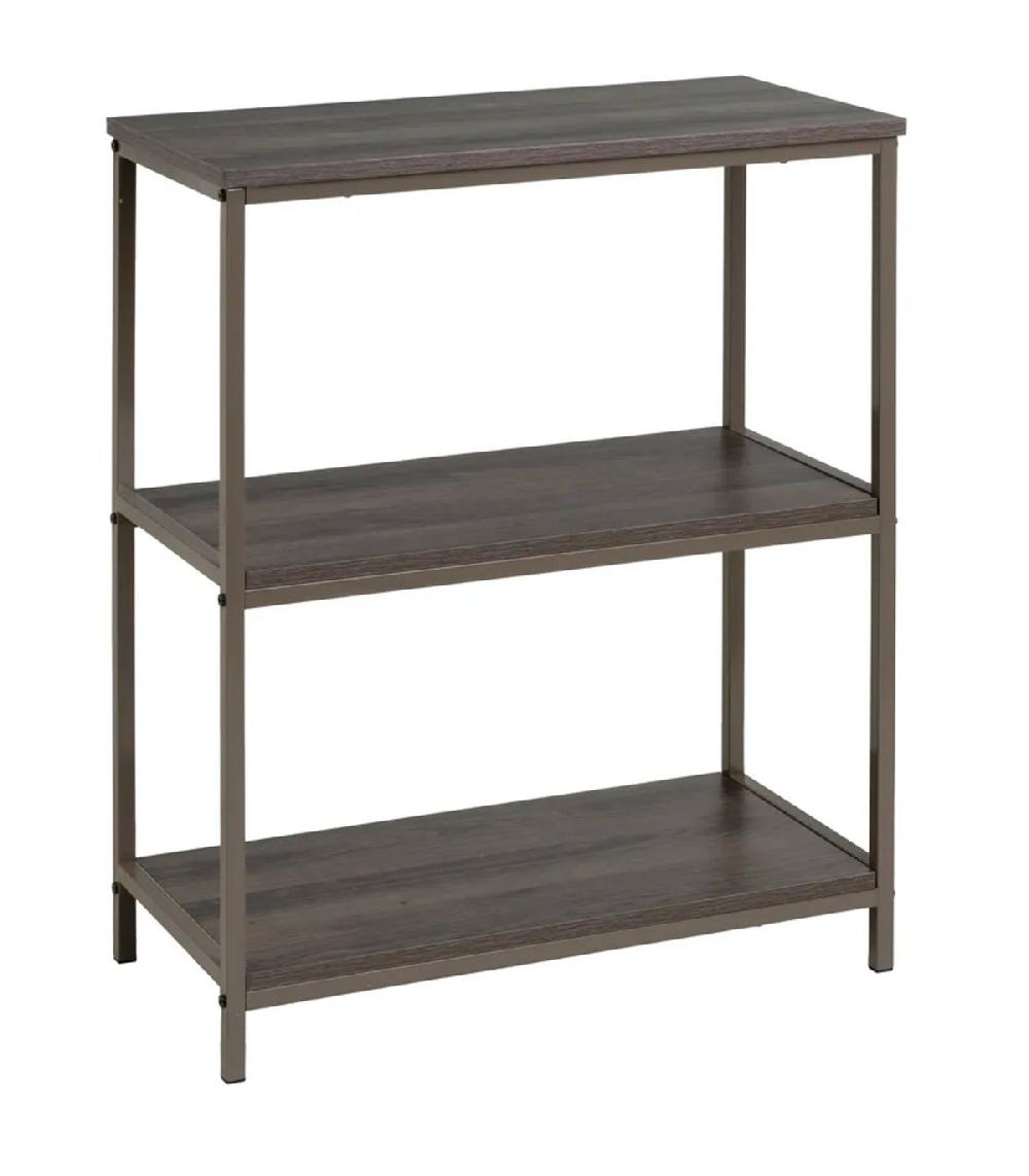 wadiga Étagère en bois et métal gris 3 plateaux 60x30x76cm