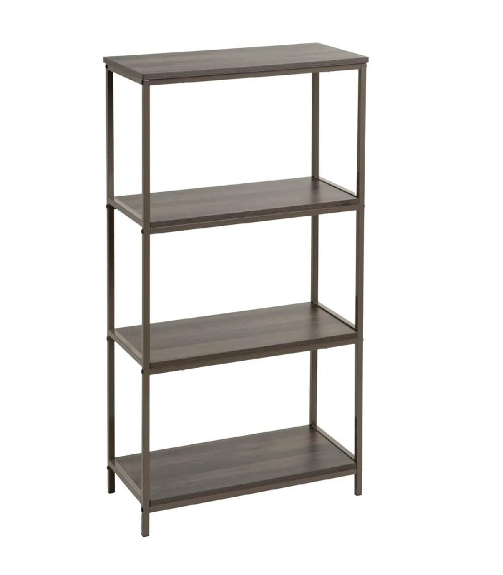 wadiga Étagère en bois et métal gris 4 plateaux 60x30x116cm