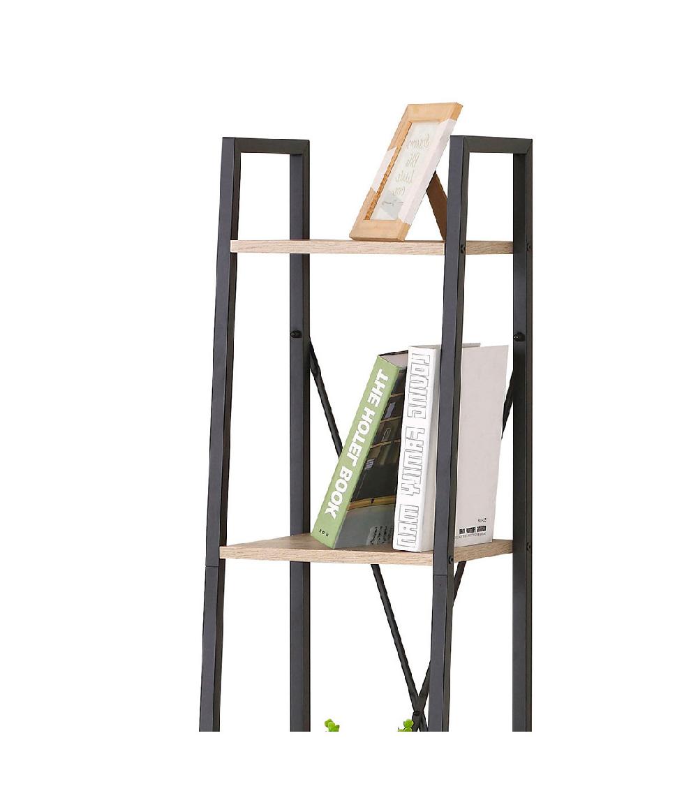 Wadiga Étagère En Bois Et Métal Noir 4 Niveaux - 34x32 5x148cm