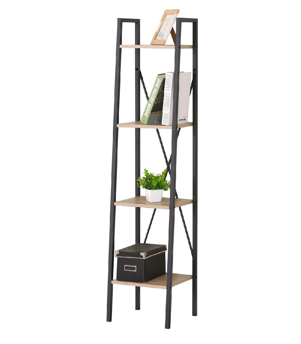 wadiga Étagère en bois et métal noir 4 niveaux - 34x32 5x148cm