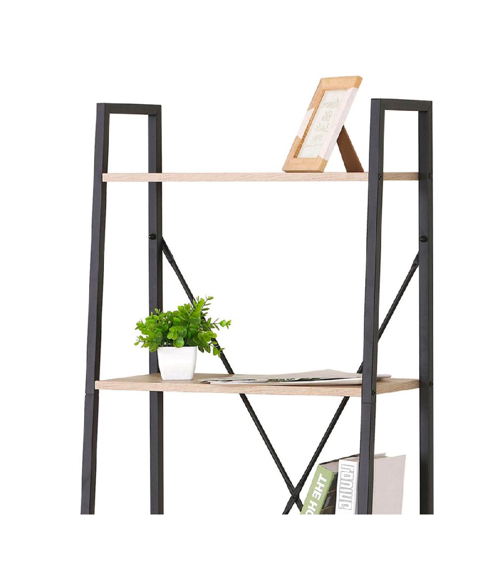 Wadiga Étagère En Bois Et Métal Noir 4 Niveaux - 60x32 5x148cm