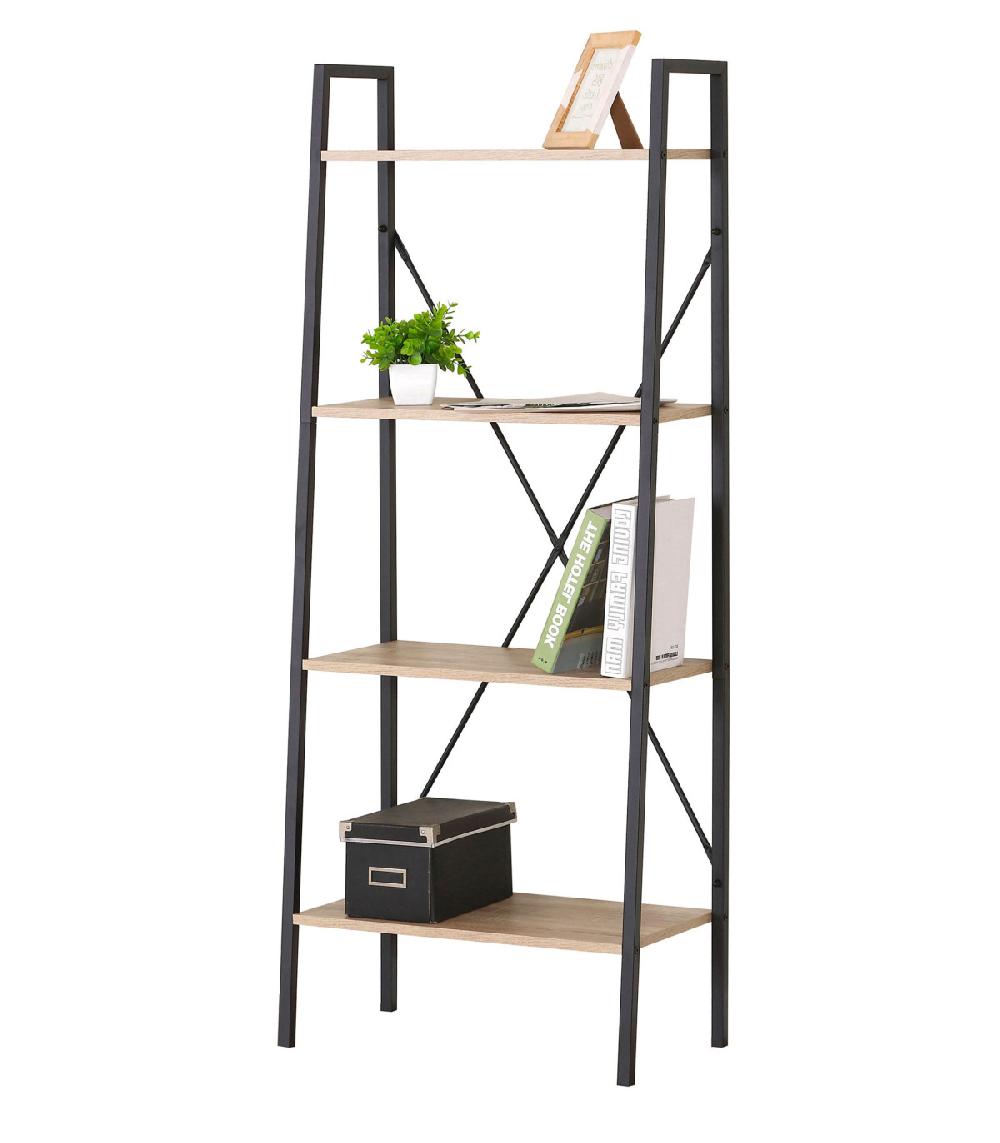 wadiga Étagère en bois et métal noir 4 niveaux - 60x32 5x148cm