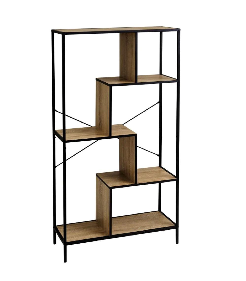 wadiga Étagère en bois et métal noir 5 plateaux 80x30x147cm