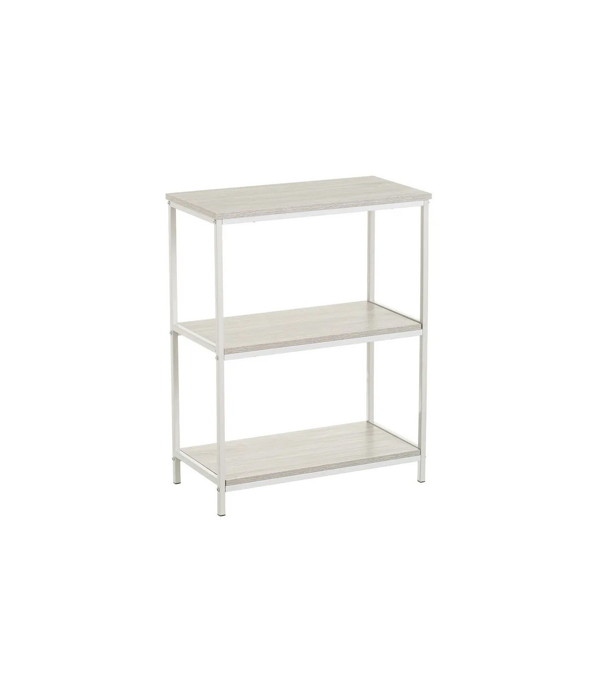 wadiga Étagère en Bois MDF et Métal Blanc 3 Plateaux - 60x30x76cm