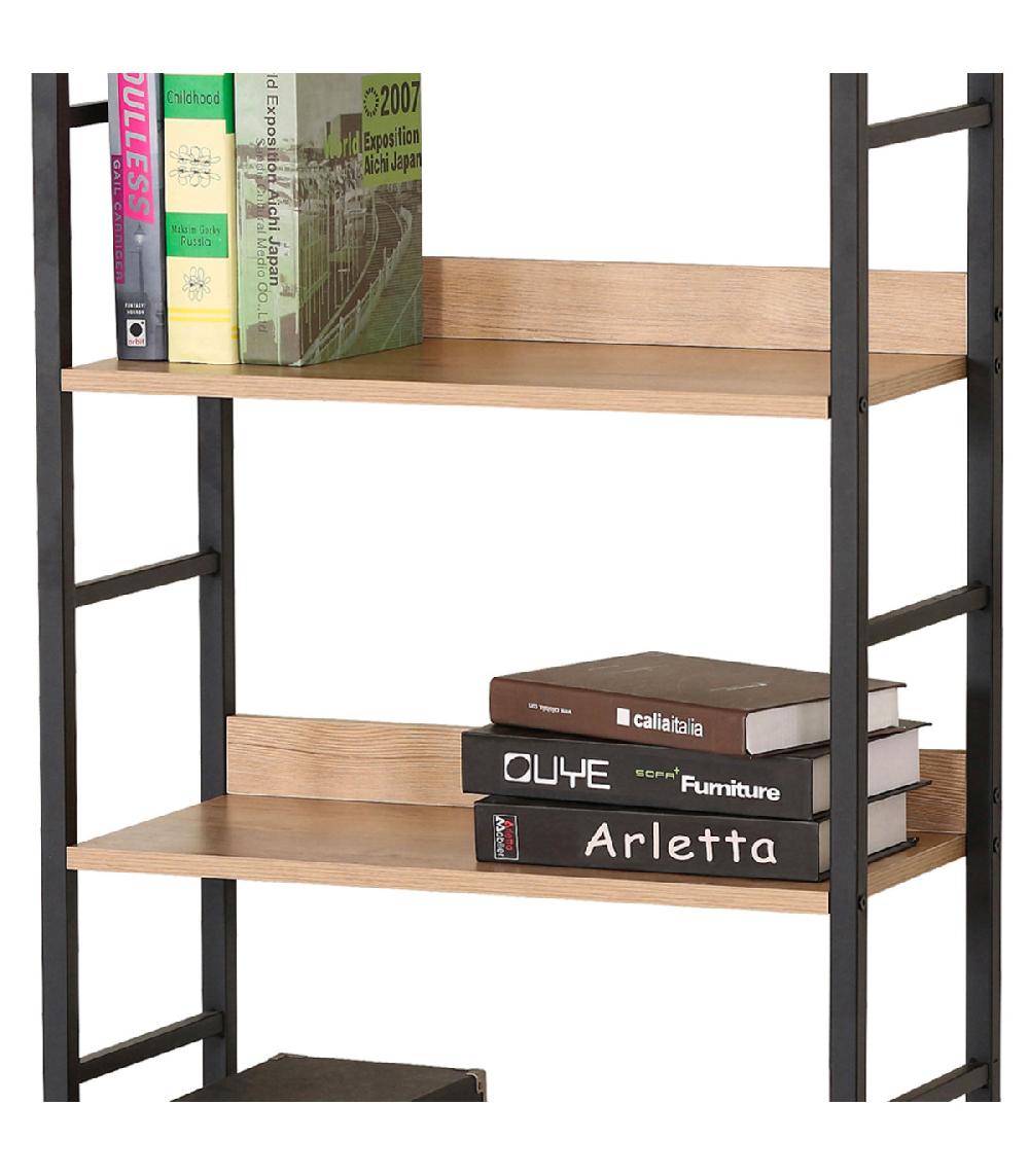 Wadiga Étagère En Métal Noir Et Bois 4 étages 60x28x126cm