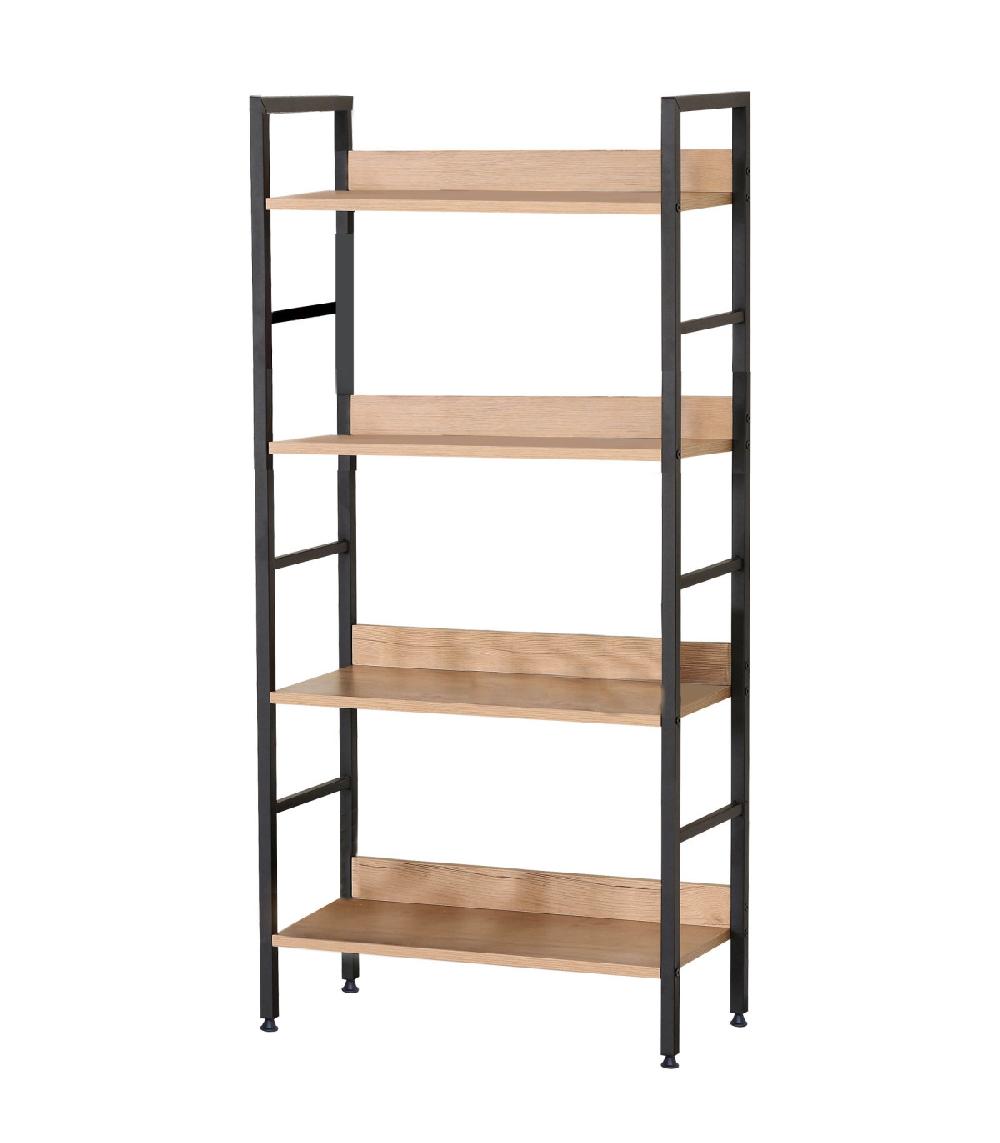 wadiga Étagère en métal noir et bois 4 étages 60x28x126cm