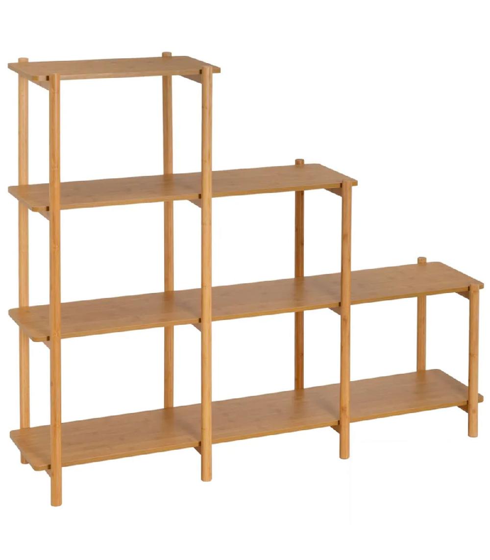 wadiga Étagère escalier 4 plateaux bambou 120x29x105cm