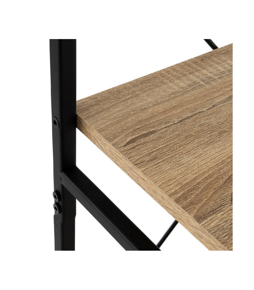 Wadiga Étagère Inclinée 4 Plateaux En MDF Bois Et Métal Noir