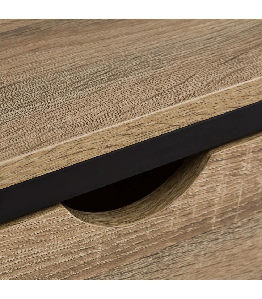 Wadiga Étagère Métal Noir Et Bois + 1 Tiroir- Hauteur 180cm