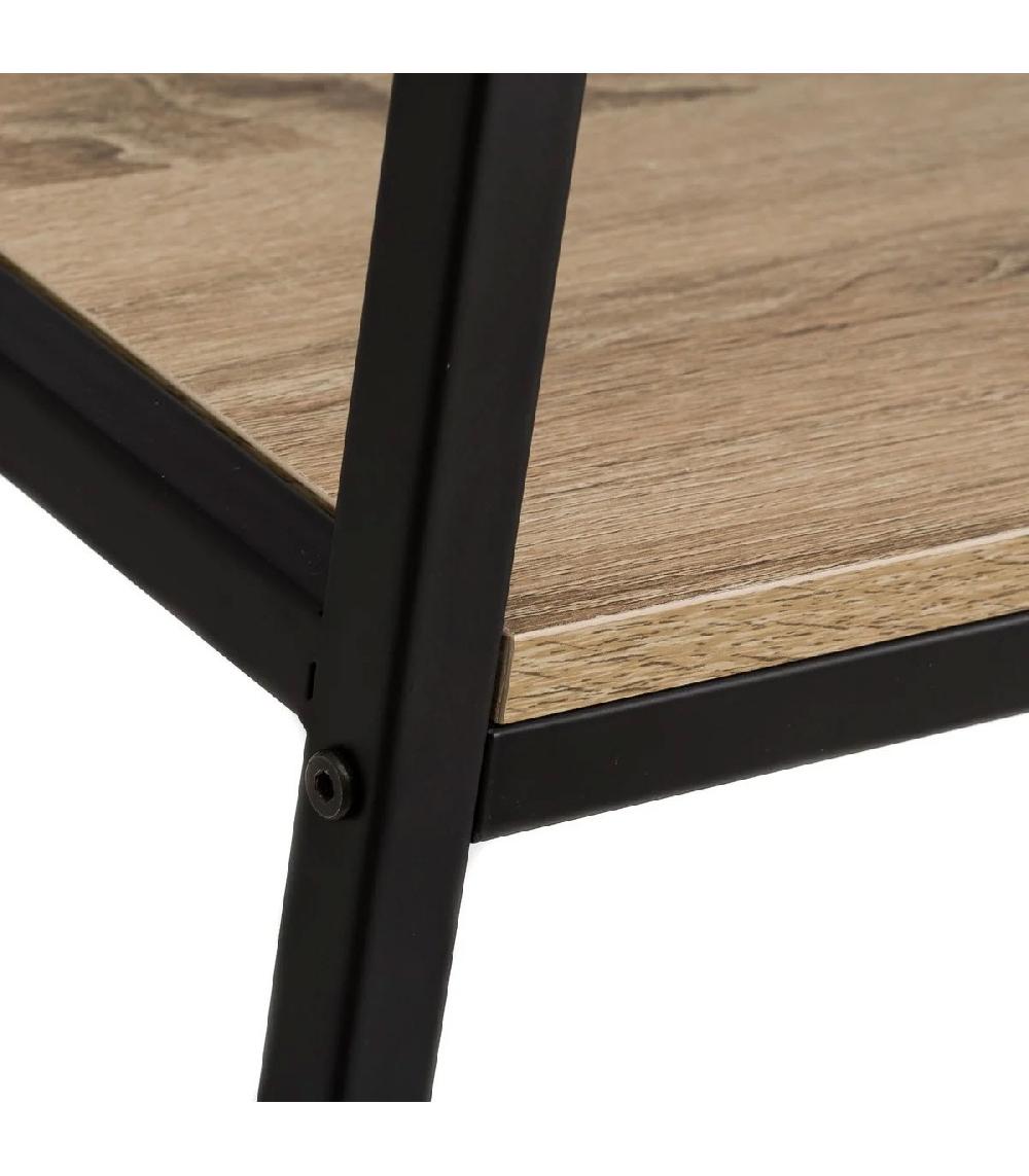 Wadiga Étagère Métal Noir Et Bois + 1 Tiroir- Hauteur 180cm