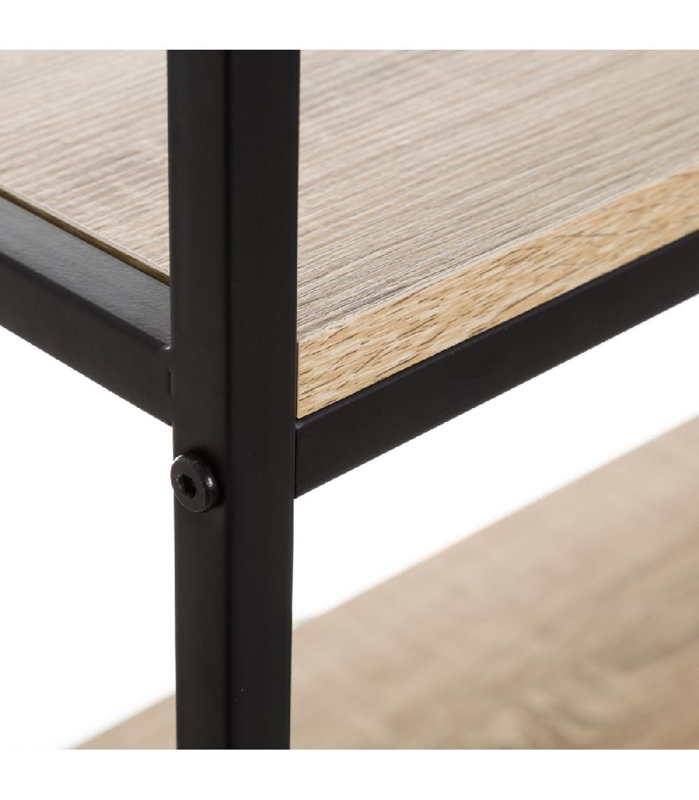 Wadiga Étagère Métal Noir Et Bois 4 Étages - Hauteur 116cm