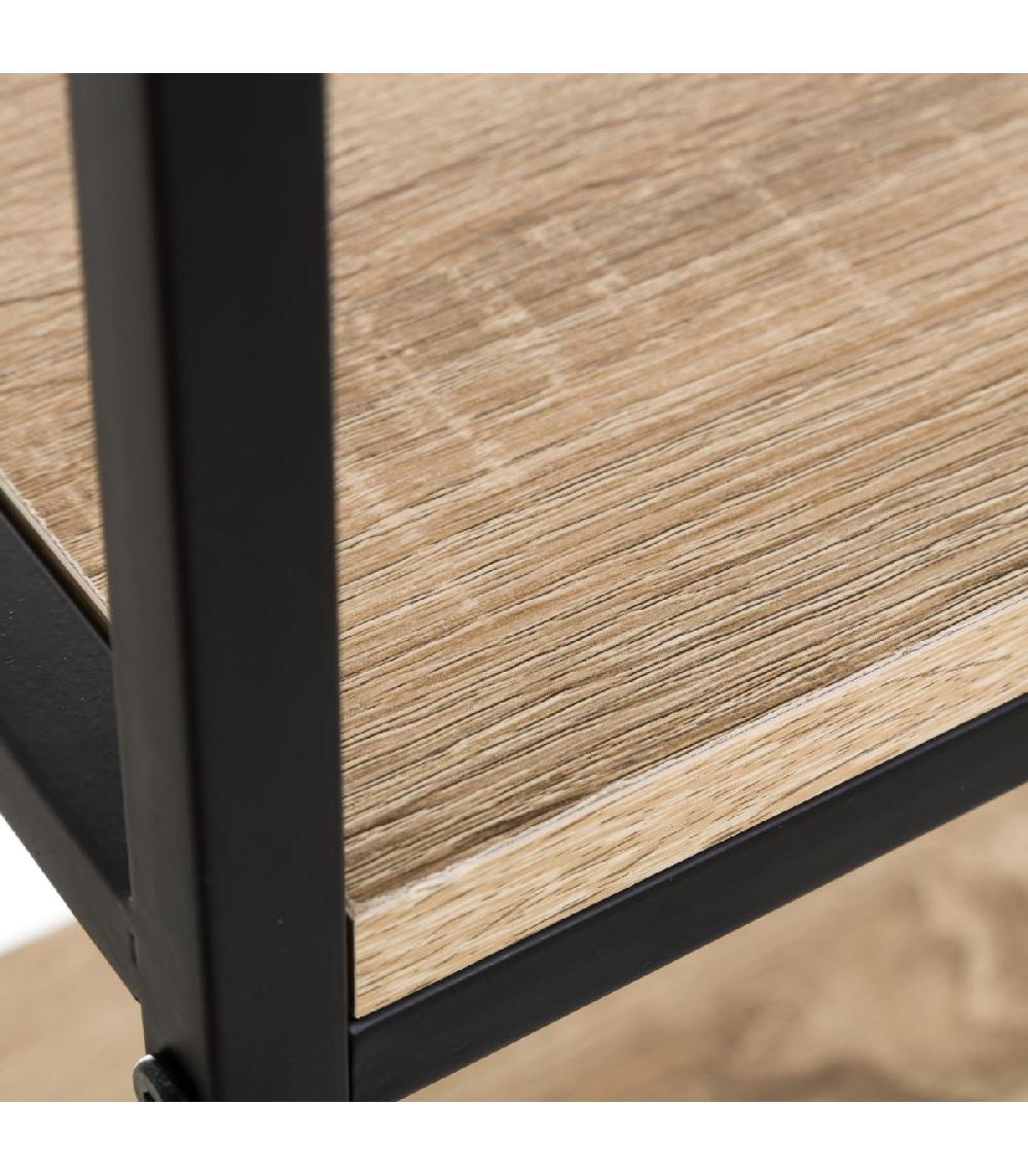 Wadiga Étagère Métal Noir Et Bois 4 Étages - Hauteur 116cm